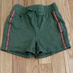 Tea Collection Olive Green Knit Athletic Shorts with Burgundy Trim